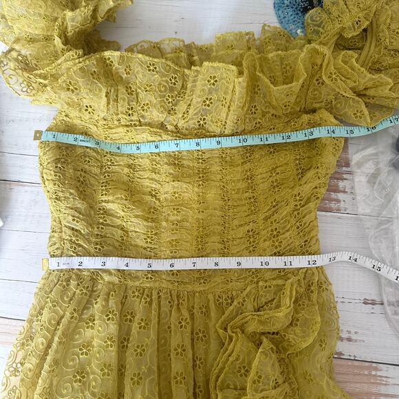 Doen Ernestine Maxi Silk Eyelet Embroidered Dress Moss Size XS - Picture 8 of 14